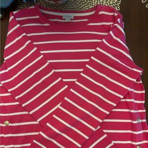 J. Crew Pink-and White Striped Top